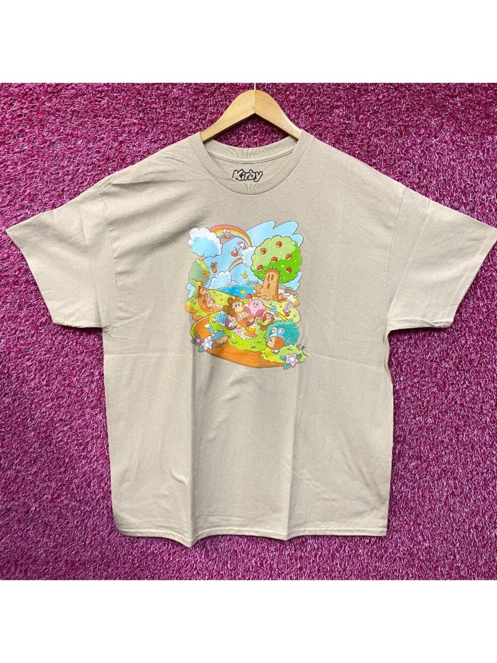 Kirby Pupupu Picnic Natural Ground Print T-Shirt Size XL
